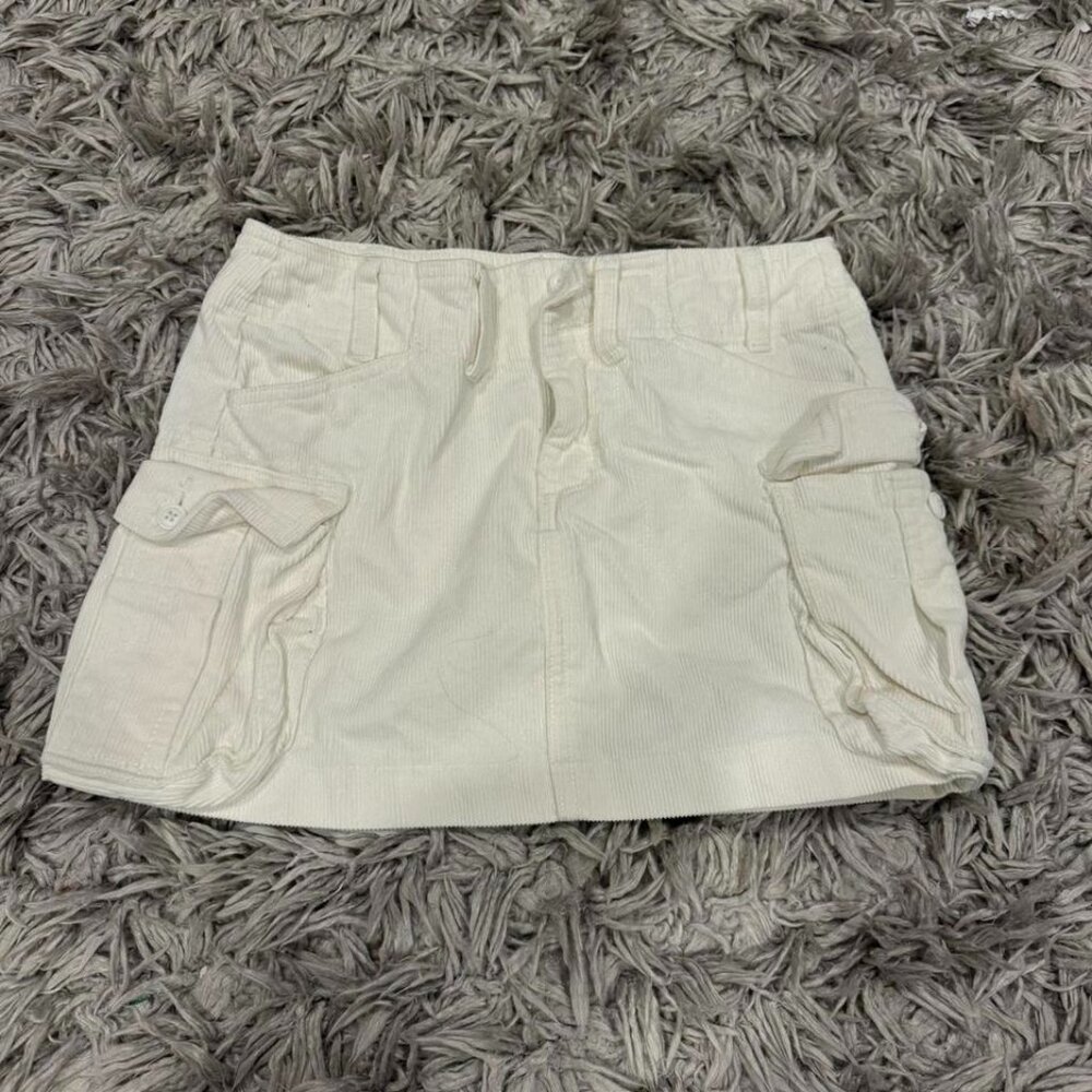 John Galt white corduroy cargo skirt size small
